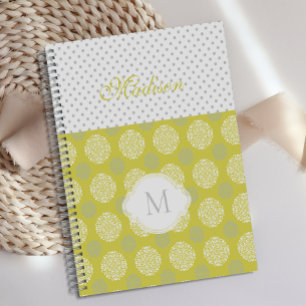 Chartreuse Grijze Stippen Trendy Monogram Planner