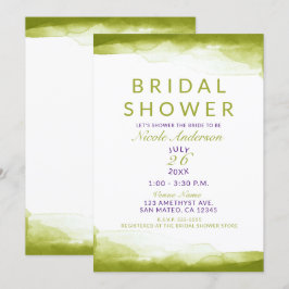 Chartreuse Groen Aquarel Chic Bruidsmeisjeshuwelij Kaart