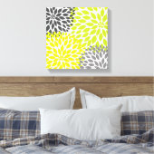 Chartreuse Groen en Grijs Dahlia mod decor Canvas Afdruk (Insitu (Slaapkamer))