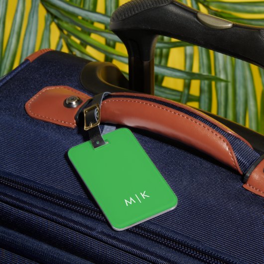Chartreuse Groen en Wit | Modern monogram Bagagelabel (Voorkant Insitu 1)