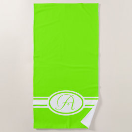 Chartreuse groen monogram strandlaken