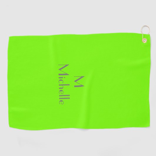 Chartreuse groen - voeg monogram en noem golfhandd golfhanddoek (Horizontaal)