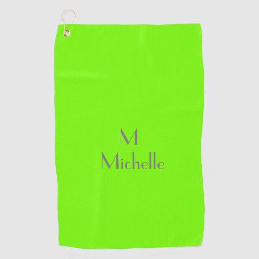 Chartreuse groen - voeg monogram en noem golfhandd golfhanddoek (Voorkant)