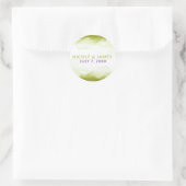 Chartreuse Groen Waterverf Modern Chique Bruiloft Ronde Sticker (Tas)