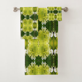 Chartreuse Groene Abstracte Hortensia Bloemen Patr Bad Handdoek