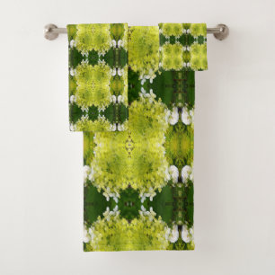 Chartreuse Groene Abstracte Hortensia Bloemen Patr Bad Handdoek