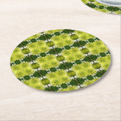 Chartreuse Groene Abstracte Hortensia Bloemen Patr Ronde Kartonnen Onderzetter (Gebogen)