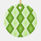 Chartreuse groene diamant patroon keramisch ornament (Voorkant)