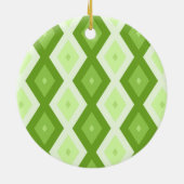 Chartreuse groene diamant patroon keramisch ornament (Achterkant)