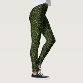 Chartreuse Groene Mandala met gedurfde symmetrie Leggings