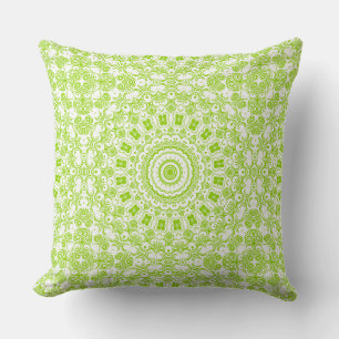 Chartreuse Groene Mandala Patroon Kussen