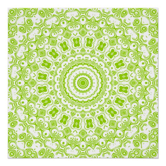 Chartreuse Groene Mandala Patroon Perfect Poster (Voorkant)