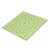 Chartreuse Groene Mandala Patroon Tegeltje (Zijkant)