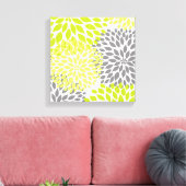 Chartreuse Groene moderne dahlia bloesems kunst aa Canvas Afdruk (Insitu (Woonkamer))