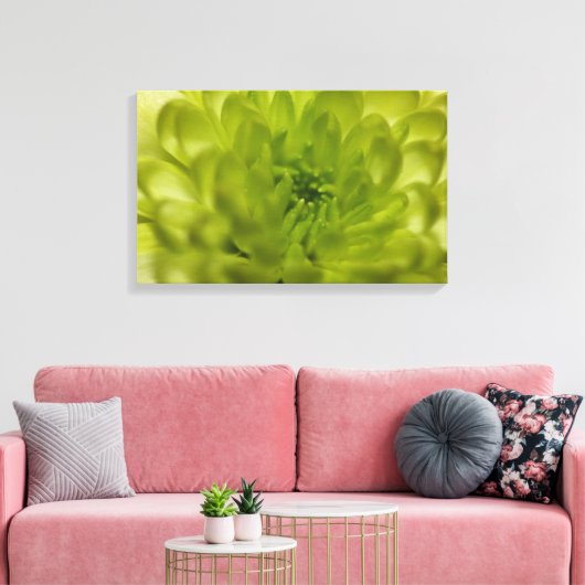 Chartreuse Groene Mum Verpakt Canvas (Insitu (Woonkamer))