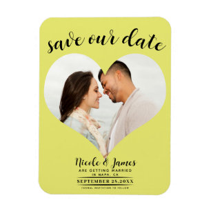 Chartreuse Hart Foto Bruiloft Save the Date Magneet