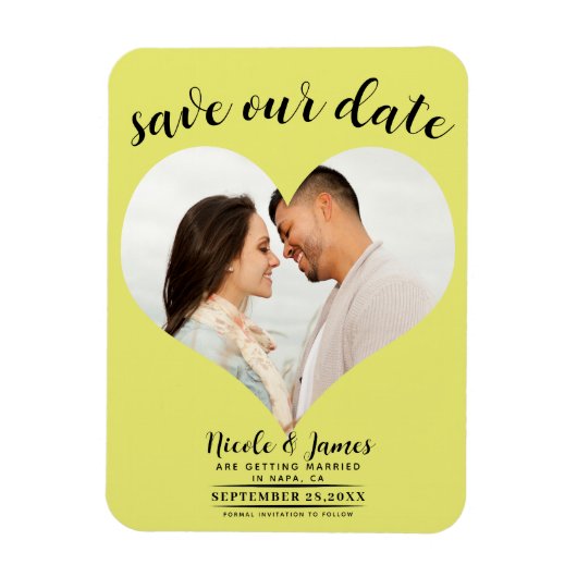Chartreuse Hart Foto Trouwkaart Save the Date Magneet (Verticaal)