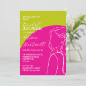 Chartreuse & Hot Pink Bruiloftsuitnodiging Kaart (Staand voorkant)