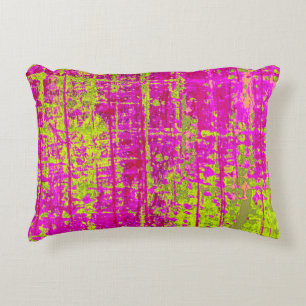 Chartreuse Kiss Pink en Green Abstract Accent Kussen