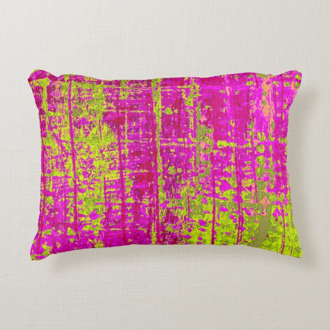 Chartreuse Kiss Pink en Green Abstract Accent Kussen (Voorkant)