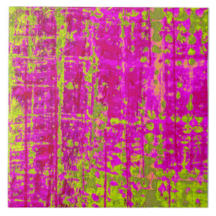 Chartreuse Kiss Pink en Green Abstract Tegeltje