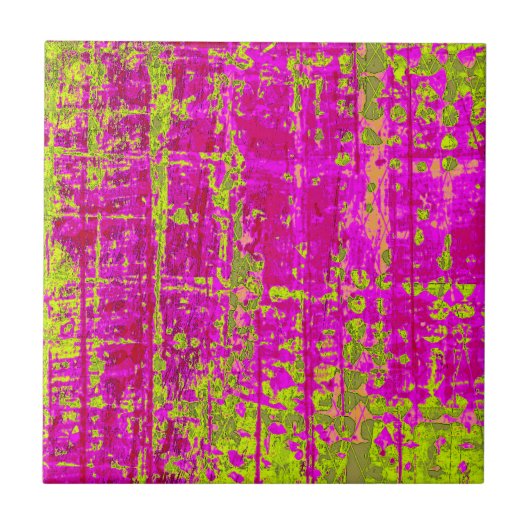 Chartreuse Kiss Pink en Green Abstract Tegeltje (Voorkant)