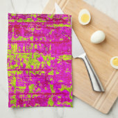 Chartreuse Kiss Pink en Green Abstract Theedoek (Quarter Fold)