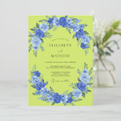 Chartreuse Kobalt Roze Bruiloft Kaart (Staand voorkant)