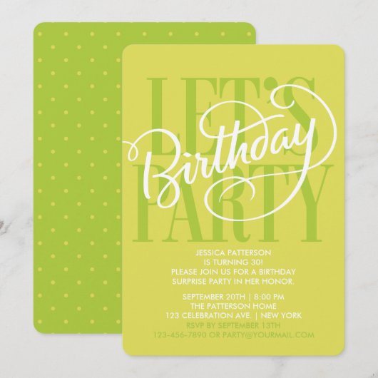 CHARTREUSE LET'S BIRTHDAY PARTY | UITNODIGING (Voorkant / Achterkant)