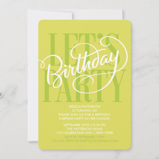 CHARTREUSE LET'S BIRTHDAY PARTY | UITNODIGING (Voorkant)