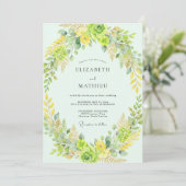 Chartreuse Lime Krans Bruiloft Kaart (Staand voorkant)