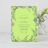 Chartreuse Loof Eucalyptus Bruiloft Kaart (Staand voorkant)