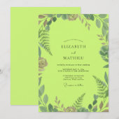 Chartreuse Loof Eucalyptus Bruiloft Kaart (Voorkant / Achterkant)