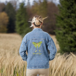 Chartreuse Luna Moth met Monogram Naam Denim Jacket