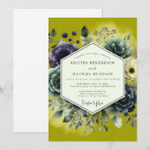Chartreuse Lush Botanical Wedding Kaart (Voorkant / Achterkant)