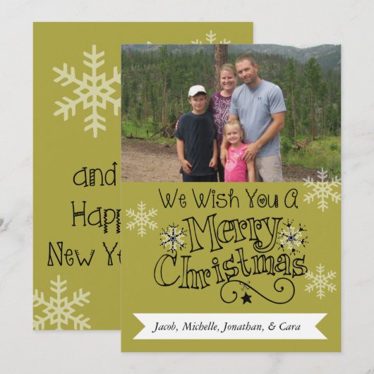 Chartreuse Merry-kerstfotofeestkaart Feestdagenkaart (Voorkant / Achterkant)