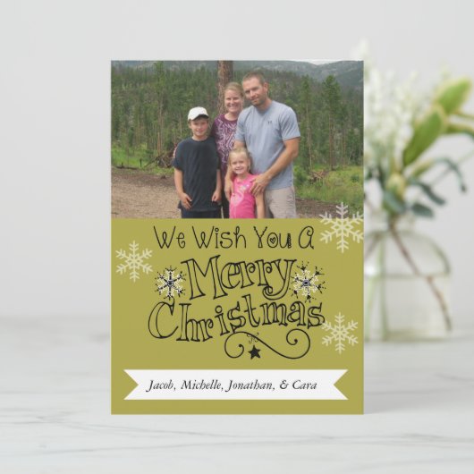 Chartreuse Merry-kerstfotofeestkaart Feestdagenkaart (Staand voorkant)