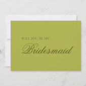 Chartreuse Moderne Typografie Bruidsmeisje Voorste Kaart (Voorkant)