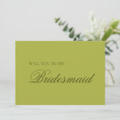 Chartreuse Moderne Typografie Bruidsmeisje Voorste Kaart (Staand voorkant)