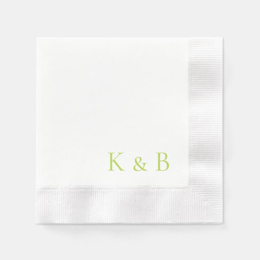 Chartreuse Monogram Wit Gecoineerde Bruiloft Servet (Voorkant)