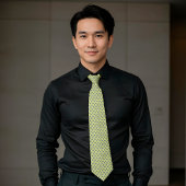 Chartreuse Navy White Tiny Flowers Stropdas