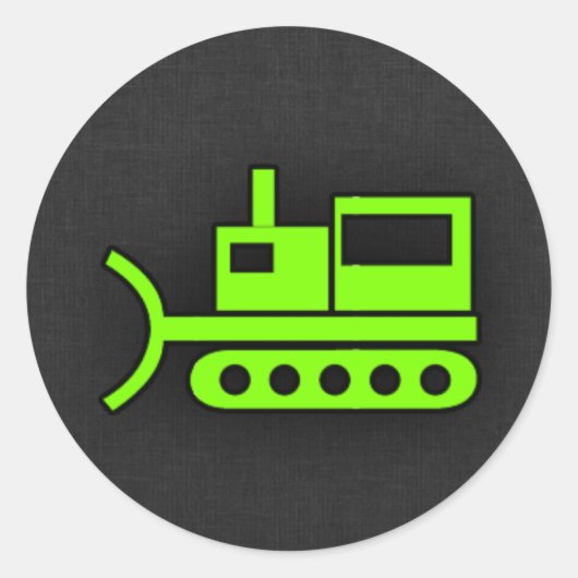 Chartreuse, Neon Green Bulldozer Ronde Sticker (Voorkant)