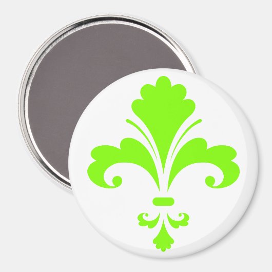Chartreuse, Neon Green Fleur de lis Magneet (Voorkant / Achterkant)