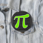Chartreuse, Neon Green Pi symbool Ronde Button 4,0 Cm (In situ)