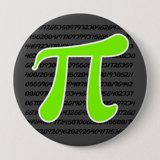 Chartreuse, Neon Green Pi symbool Ronde Button 4,0 Cm (Voorkant)
