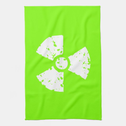 Chartreuse, Neon Green Radioactive Symbool Theedoek (Verticaal)