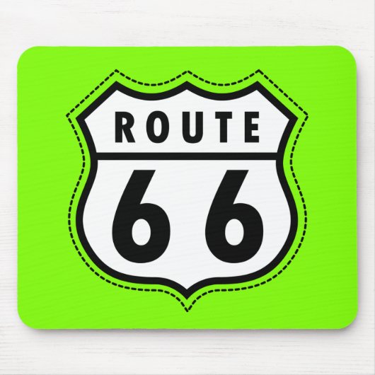 Chartreuse, Neon Green Route 66 verkeersbord Muismat (Voorkant)