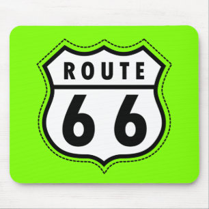 Chartreuse, Neon Green Route 66 wegbord Muismat