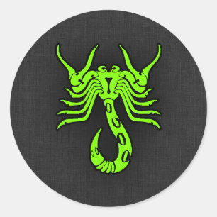 Chartreuse, Neon Green Scorpion Ronde Sticker