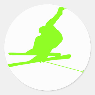 Chartreuse, Neon Green Sneeuwskiën Ronde Sticker